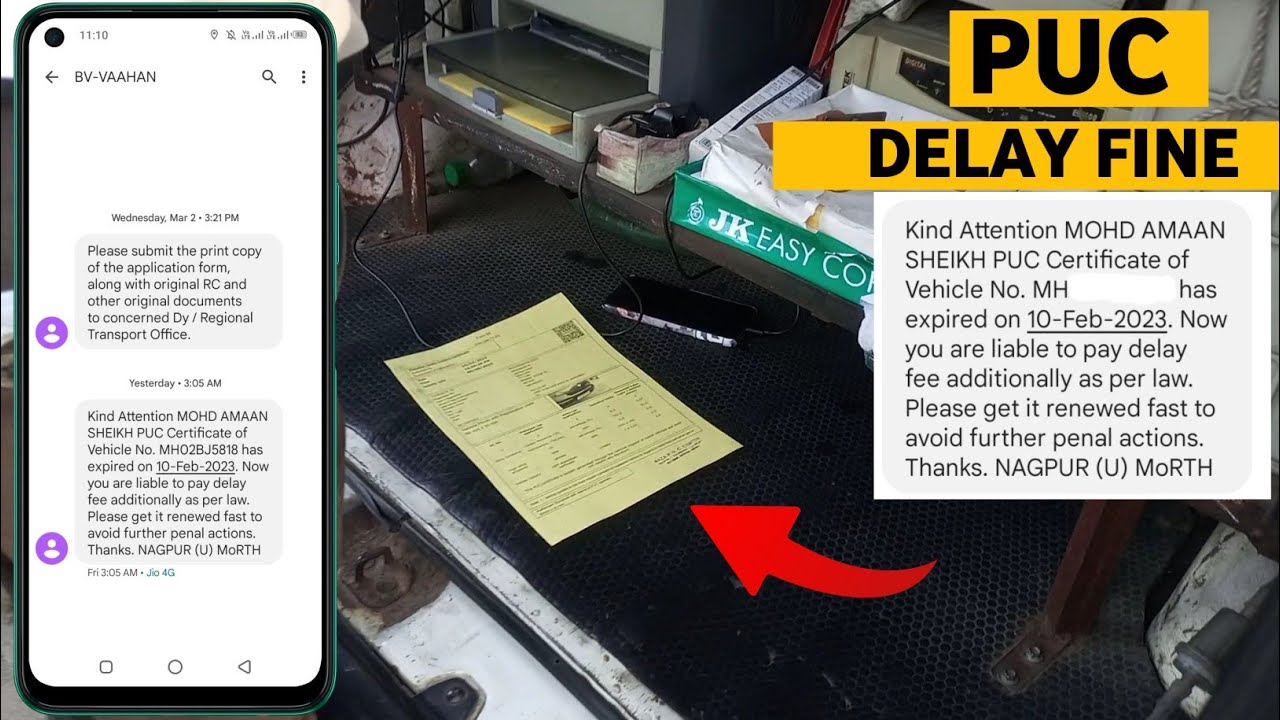 PUC Delay fine SMS received | PUC certificate rule 2023 | Vaahan MoRTH