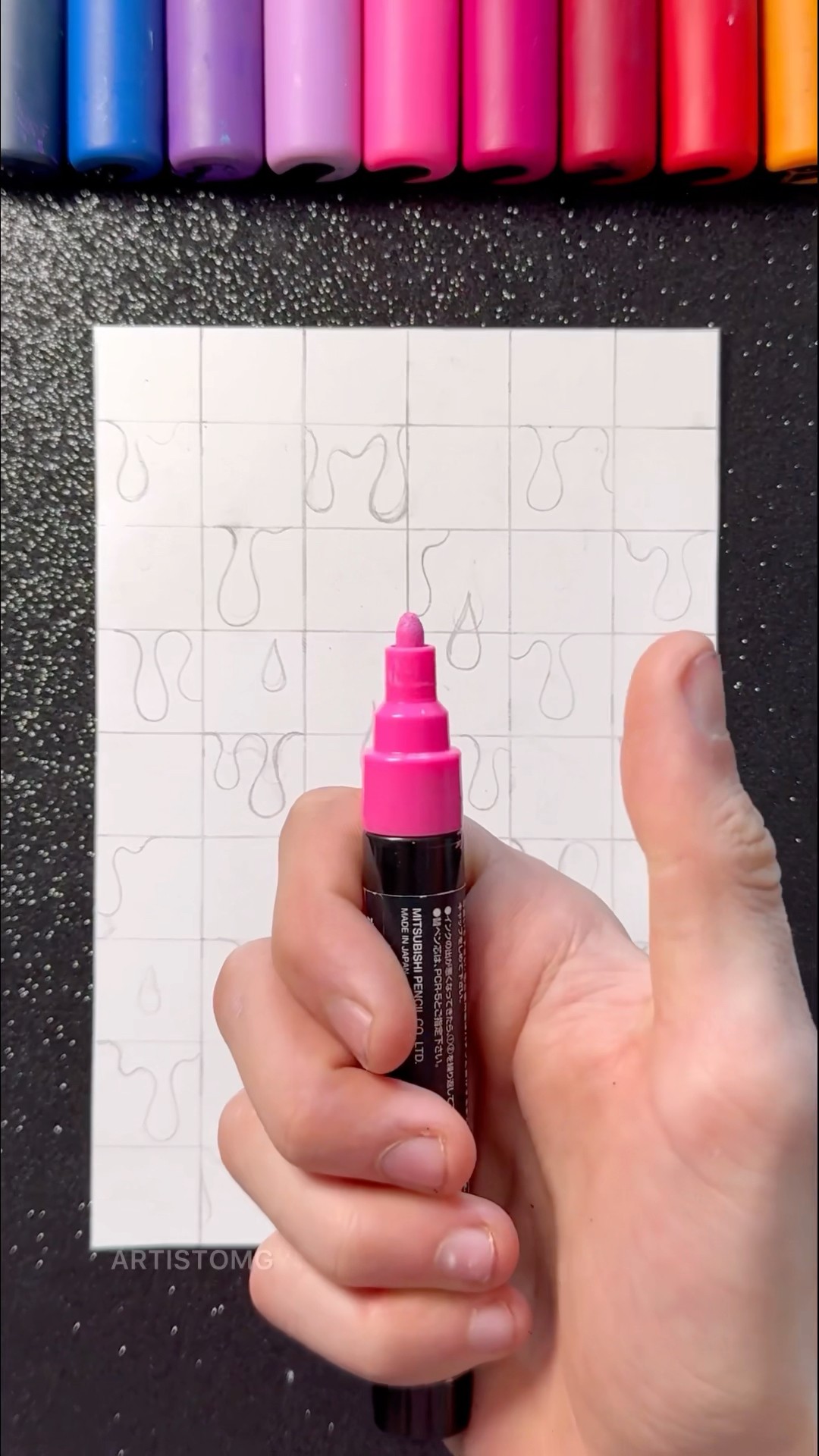 Drip Technique with Black and Pink! ✨? #shortsart