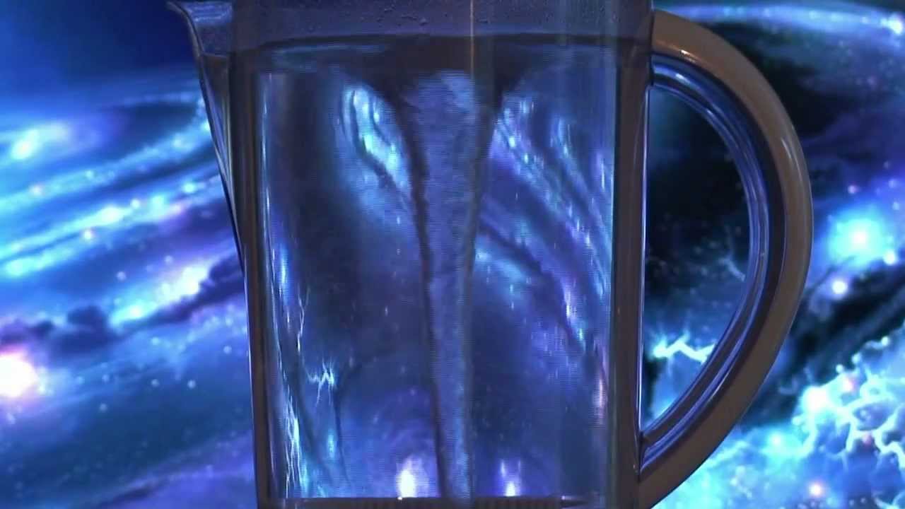 l'eau vortexée, information par le son et les couleurs