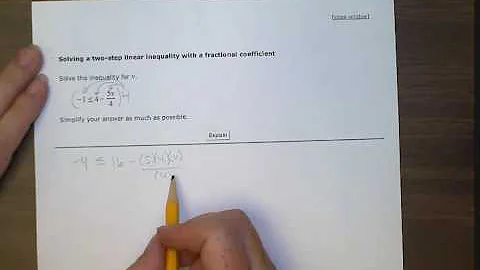 ALEKS Solving a two step linear inequality with a fractional coefficient (BR)