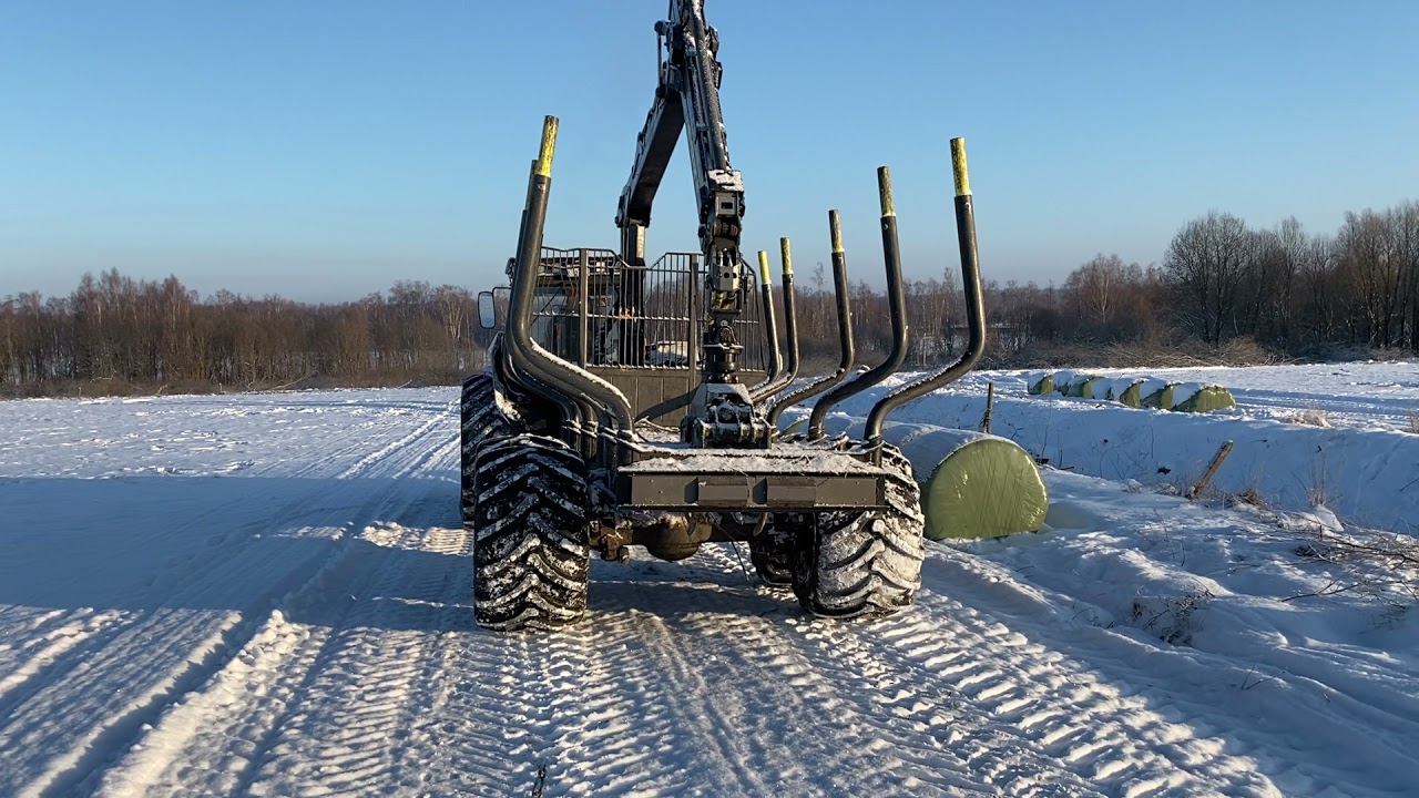 MTZ 1025 + PALMS homemade 4WD trailer (- 25 outdoor temperature)