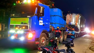 Truck Trailer Roda Seribu Di Tarik Di Tanjakan Extrem Dan Ramai Padat Kendaraan