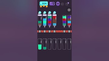 Cups - water sort puzzle | level 204 | ⭐️⭐️⭐️