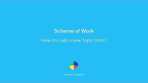 DQ Scheme of Work: How do I add a new Topic Unit?