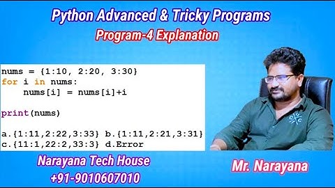 Python Advanced & Tricky Program-4 by Mr. Narayana || Narayana Tech House || 9010607010