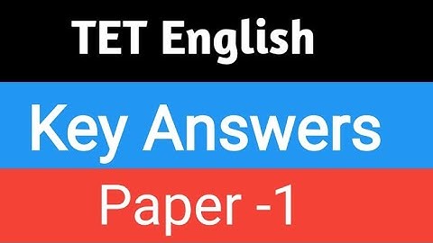 TET English 2019 Paper -1 Key Answers