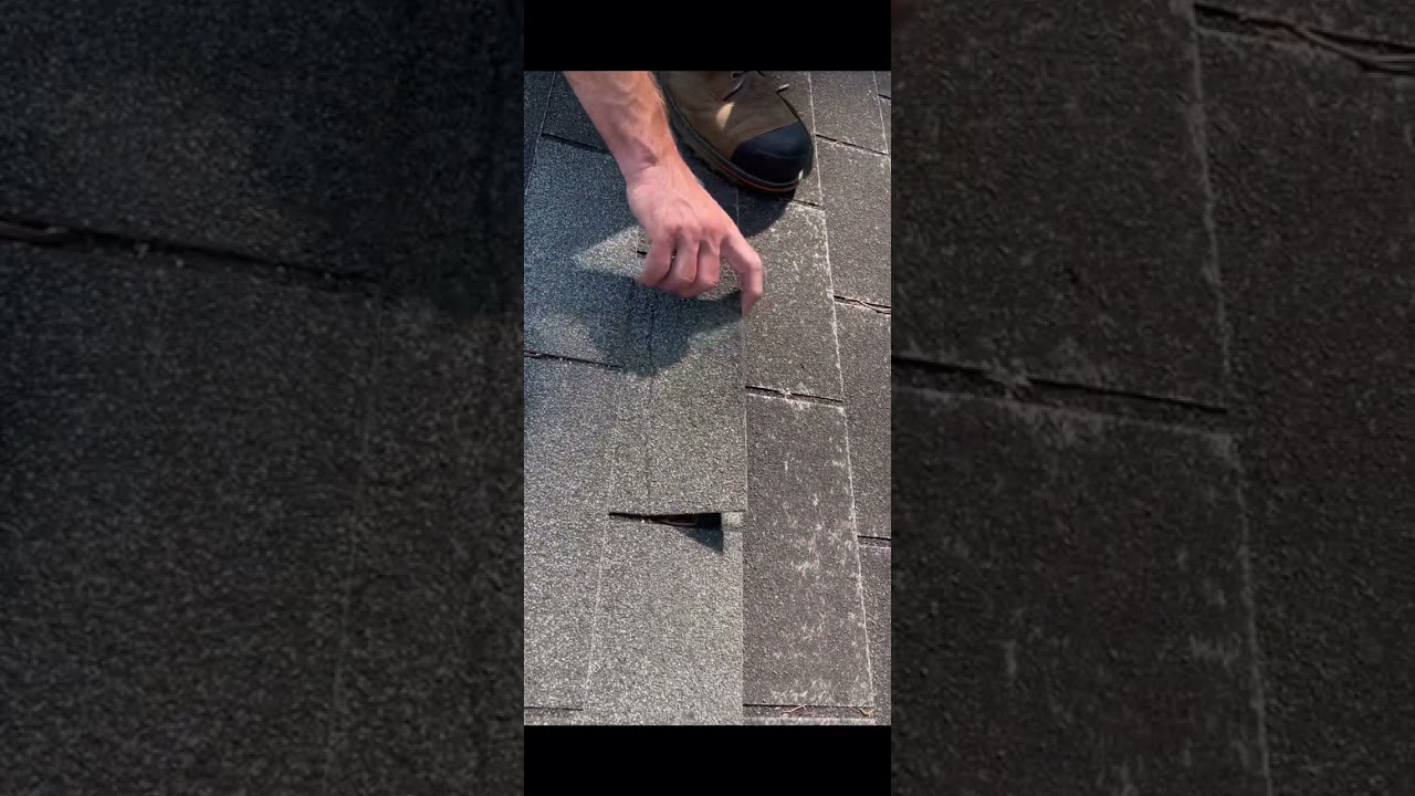 Failed shingle repair Proof of non-repairability￼ Old three tab 