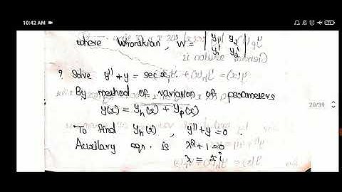 MAT 102 | Module 3 | Solution of non-homogenous ODE by method of variation of parameters