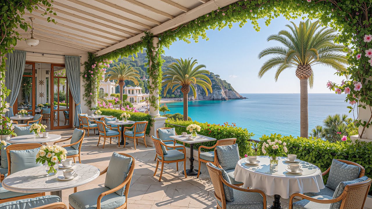 Serene Jazz at a Luxury European Seaside Café – Gentle Morning Jazz for Focus and Calm