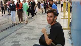 Tourists On Istiklal Street, Watched The Famous Boy Playing The Darbuka