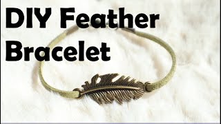 DIY Bronze Feather Bracelet with Leather Cord, Learn How to Make Handmade Jewelry