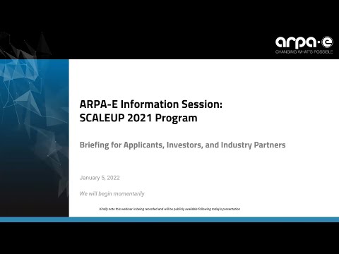 ARPA E SCALEUP 2021 Program Virtual Webinar