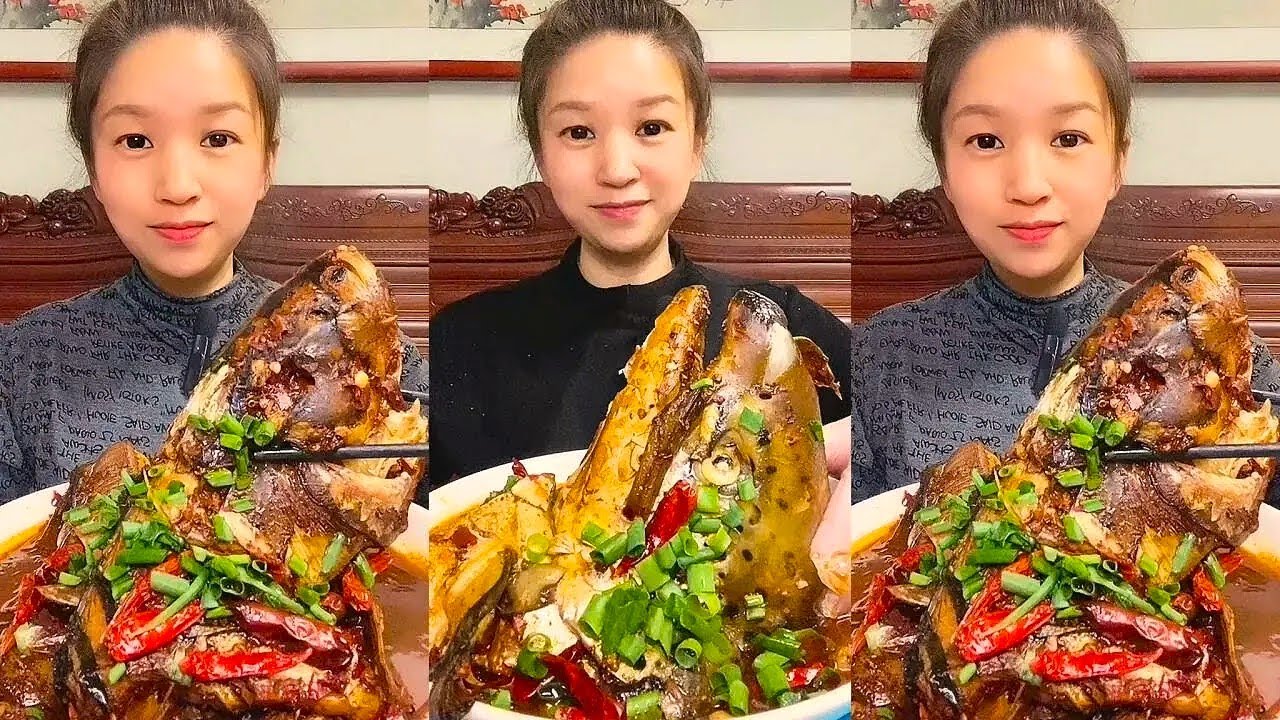 ASMR SPICY BIG FISH HEAD EATING SOUND | Fish Curry & Fish Fry Eating | Masala Fish Fry Big Bite ASMR