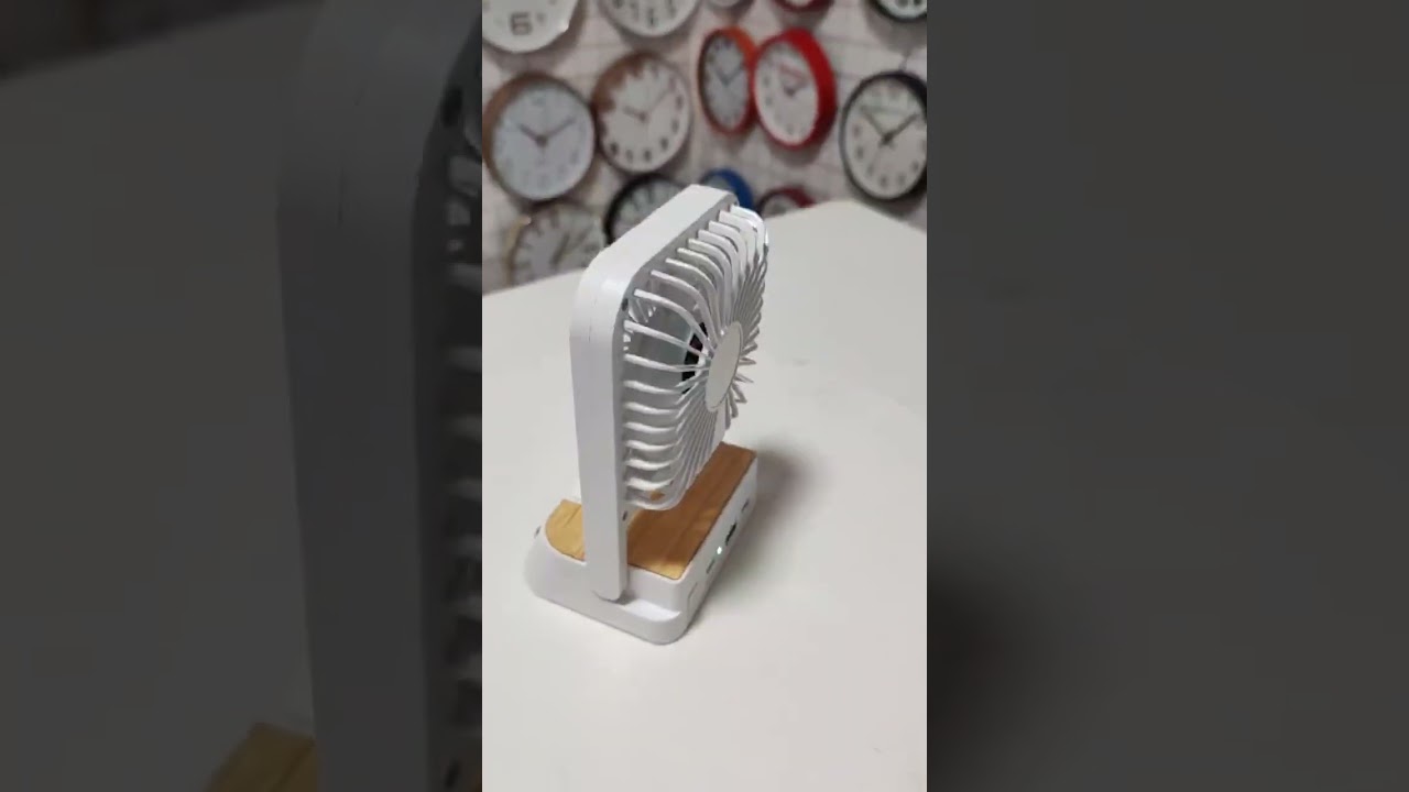 Multifunction Desk Clock with Fan & LED | Plastic and Bamboo Design | Factory Supply