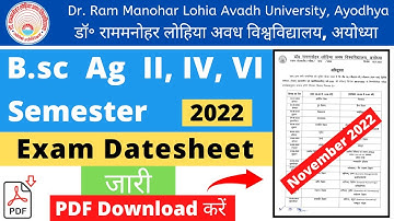 Rmlau BSc Ag 2nd , 4th , 6th Semester  Exam Time Table 2022 | Released | rmlau bsc ag exam date 2022
