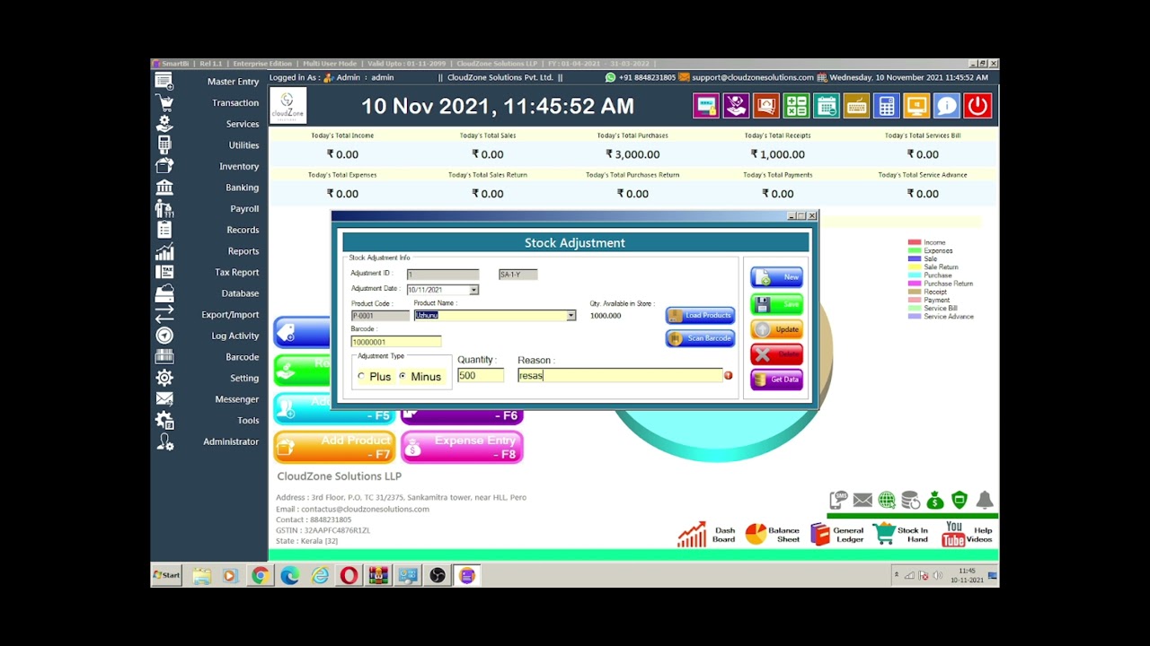 SmartBi Stock adjustment