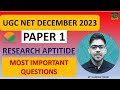 UGC NET December 2023 I Ugc Net Paper 1 Research Aptitude Important Questions I UGC Net 2023