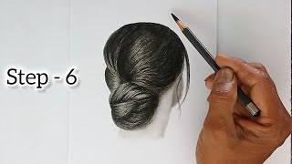 Step by step hairstyle drawing with pencil/ Step  - 6. screenshot 5
