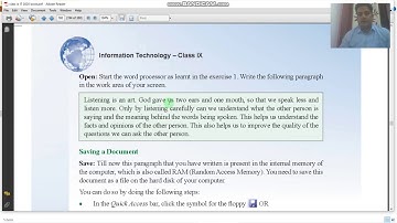 Class IX IT Unit 4  Word Processing  Session 1