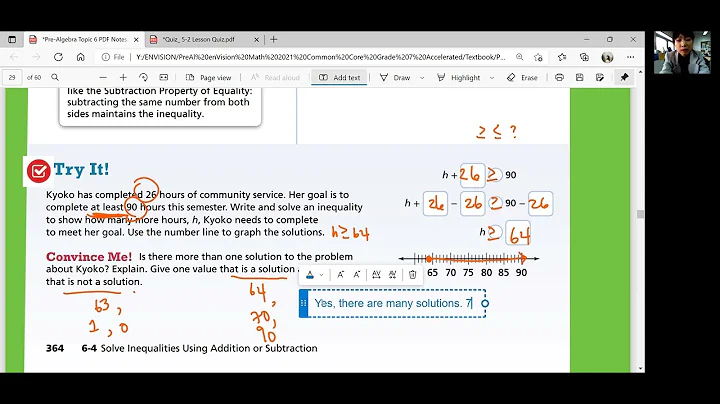 EnVision Grade 7 Accelerated Pre-Algebra 6-4: Solve Inequalities Using Addition or Subtraction
