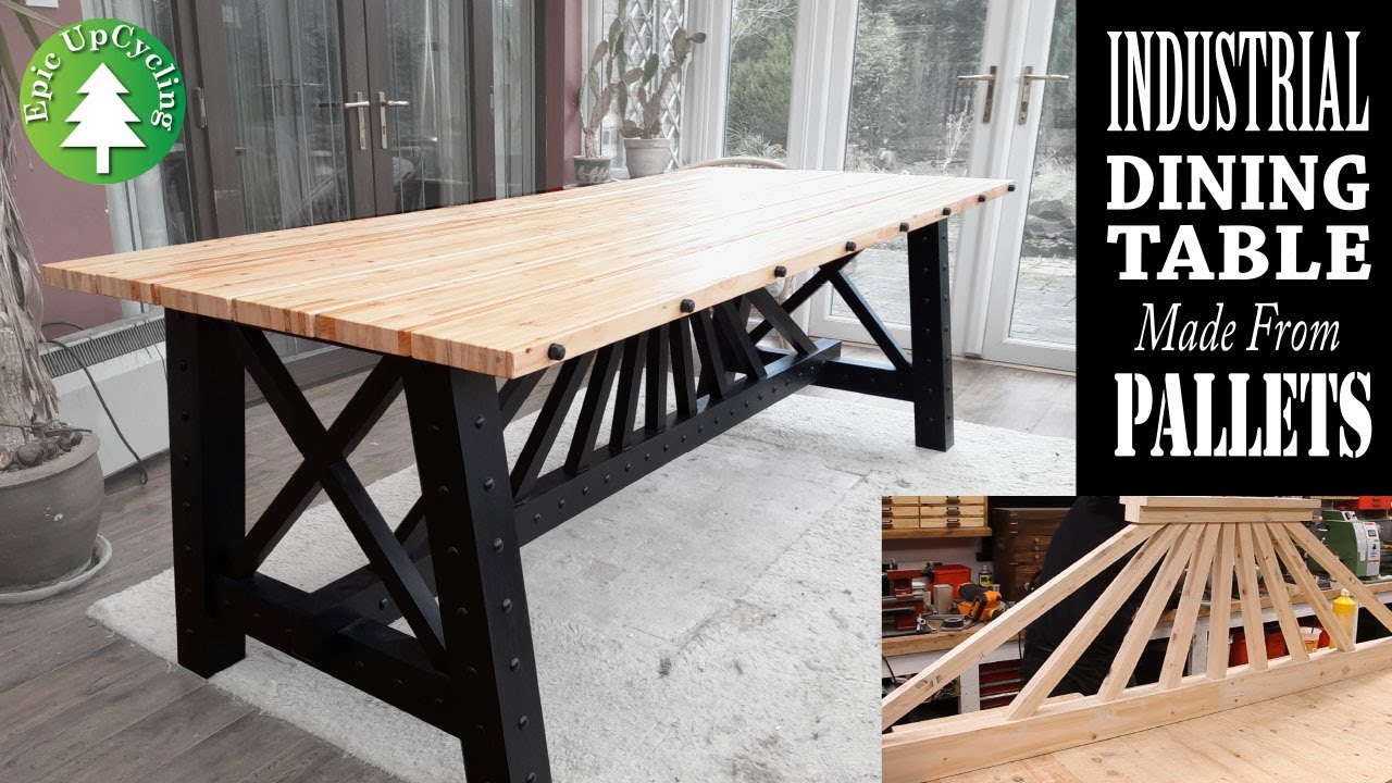 Industrial-Style Dining Table Made From Reclaimed Pallets 