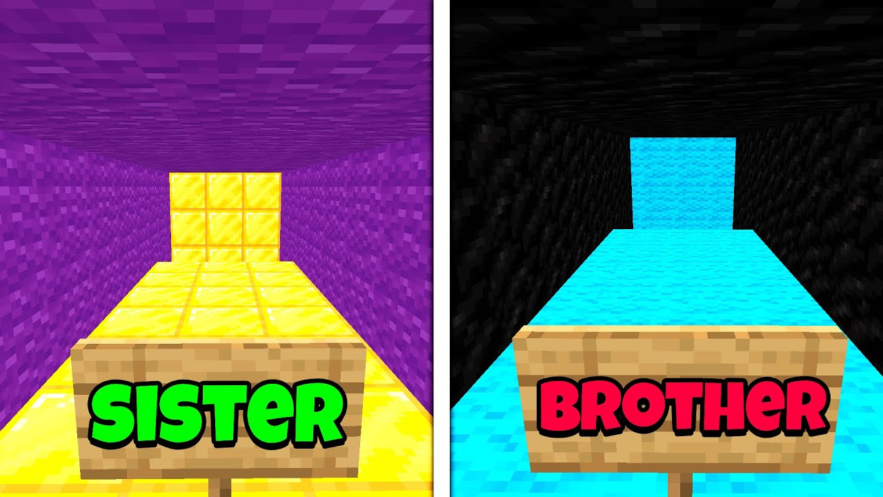 sister vs brother in minecraft - YouTube