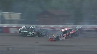 Video thumbnail of "Gaughan, Wallace spark late-race crash"