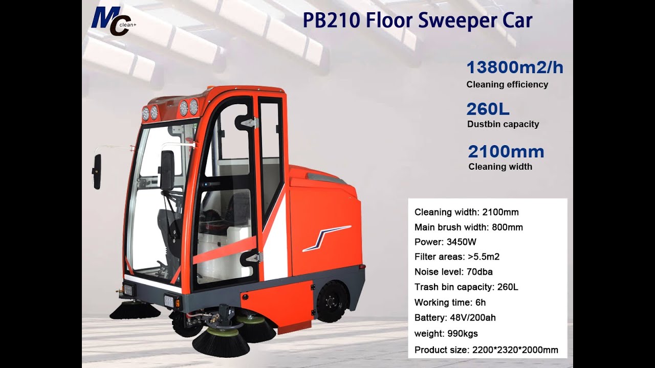 MCclean+ PB210 Industrial Floor Cleaning Machine - Floor Sweeper Car