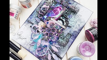 Step-by-Step tutorial mixed-media canvas "Twinkling lights"