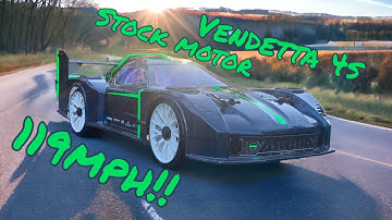 Arrma Vendetta RC Speed Run - Stock Motor on 4S - 119MPH!! -