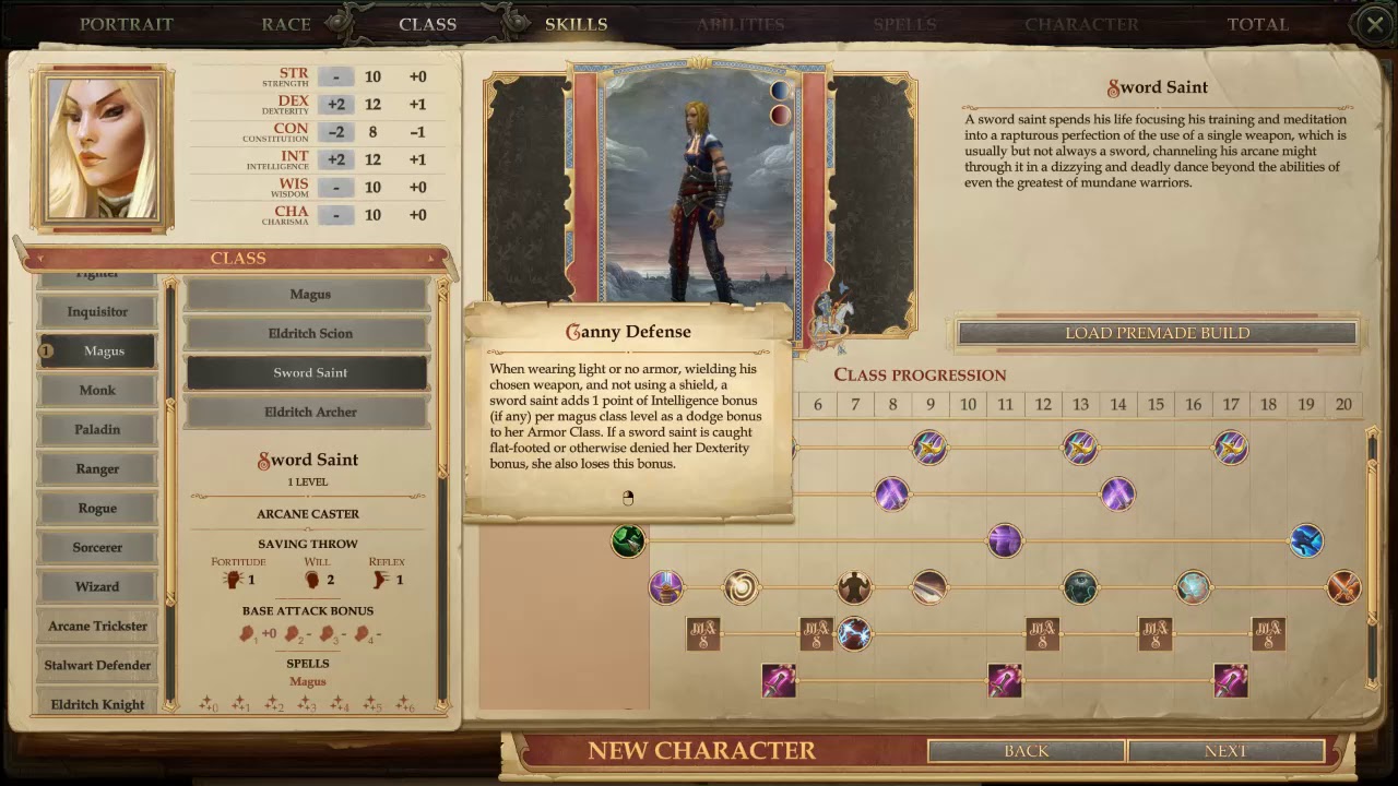 Pathfinder Kingmaker Sword Saint Stats