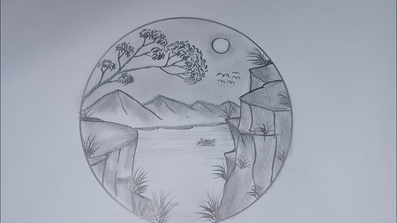 Beautiful Nature Drawing Inside a Circle | Easy Art Tutorial