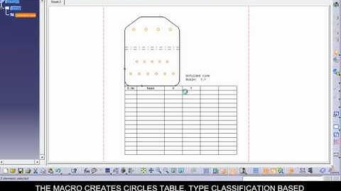 CATIA MACRO TO CREATE CIRCLES TABLE, TYPE CLASSIFICATION BASED ON HOLE DIA