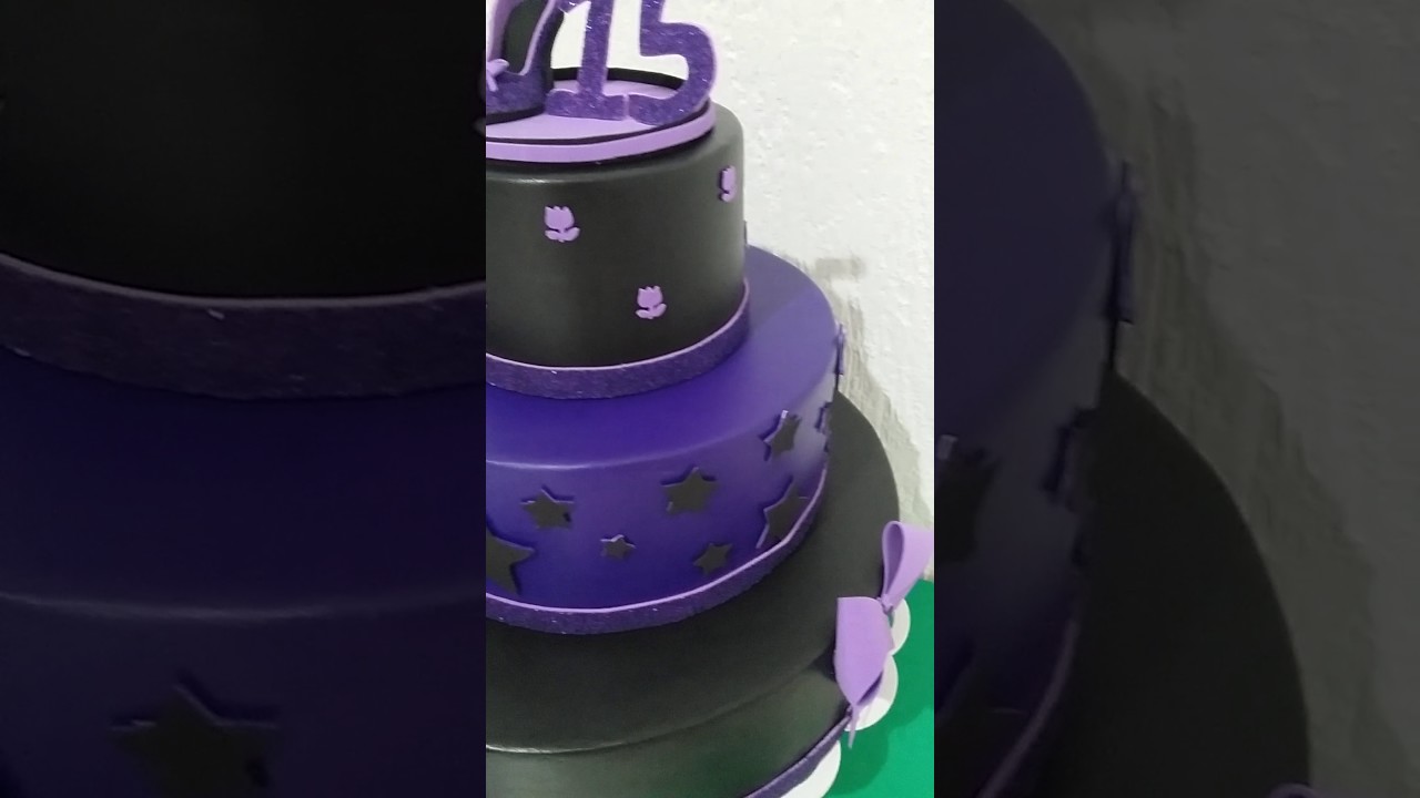 Bolo Fake Frufru Roxo e Preto