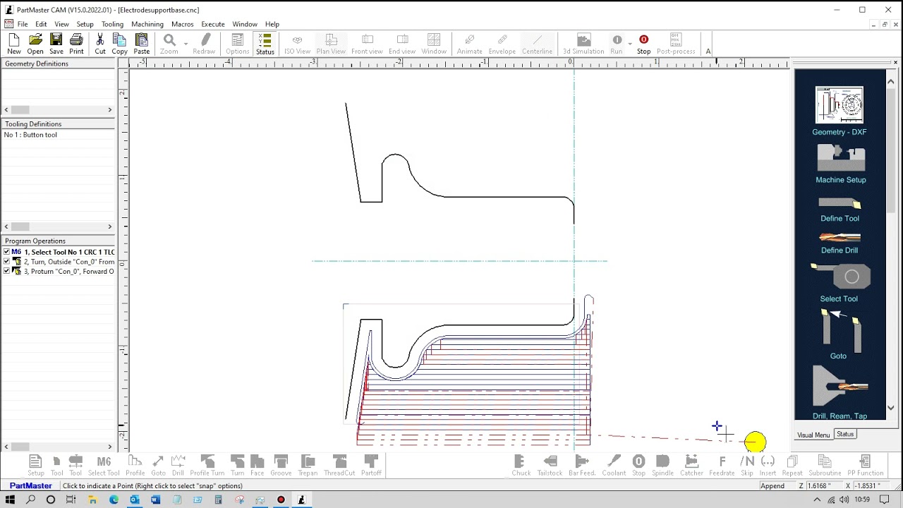 PartMaster CAM Import DXF for a wood turning lathe