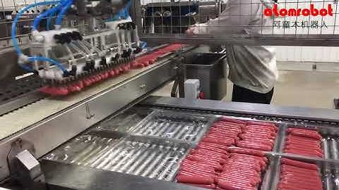 Delta robots picking and placing for tens of sausages from Atomrobot