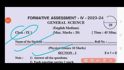 💯Ap 9th class Fa4 Science question paper 2024|9th class General Science fa4 Real Question paper 2024