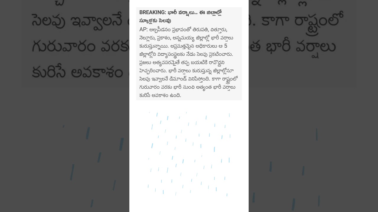 Heavy rains.. Holidays for schools in these district 