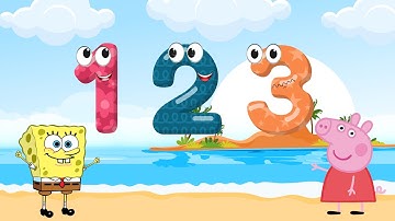1 to 10 Number counting song with Peppa Pig and SpongeBob - 123 Perfect for Kids!