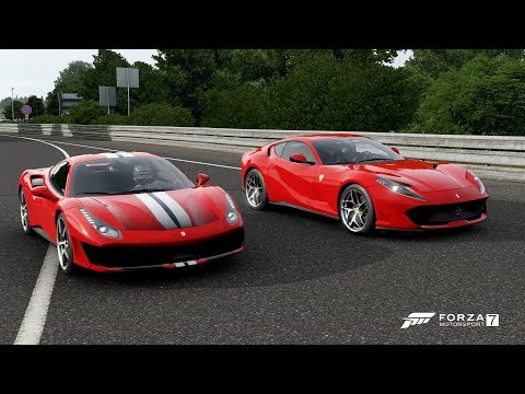 forza-7-drag-race:-ferrari-488-pista-vs-ferrari-812-superfast