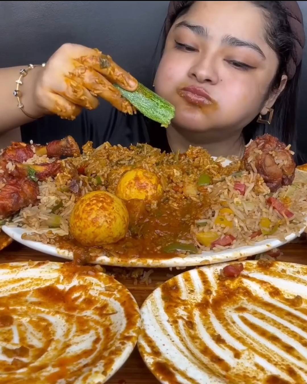 SPICY MUTTON KALEJI CURRY AND SPICY EGG CURRY WITH SPICY CHICKEN ...