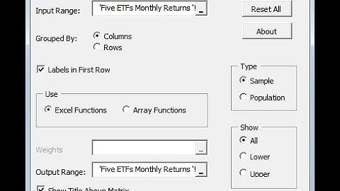 Excel Add-in: Covariance Matrix Builder