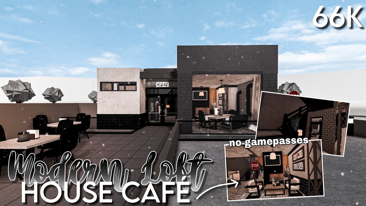 Bloxburg - Modern Loft House Cafe Speed Build (No Gamepass) - YouTube
