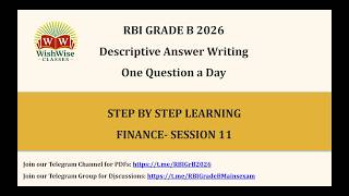 RBI Grade B 2026 | Descriptive Answer Writing | Finance for Phase 2 | Most Expected Question #Day 11