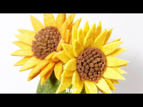 フェルトで作る ひまわり の作り方 Felt Flower Sunflower Youtube