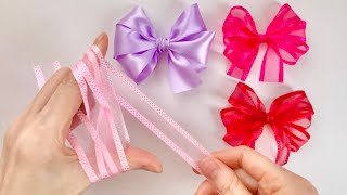 トリプルリボンの作り方How to make a triple ribbon bow