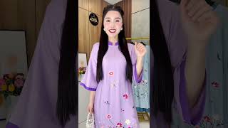 ÁO DÀI ĐŨI TƠ IN HOA AD348 NOKA |Đặt hàng ☎️035.272.4567