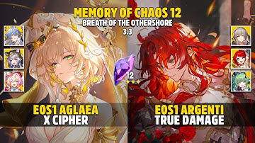 E0S0 Aglaea x Cipher & E0S1 Argenti True Damage - Memory Of Chaos 12 - Honkai: Star Rail 3.2