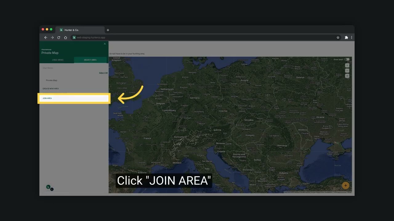 How to Join an Area Using an Invite Code on Myhunt Web App