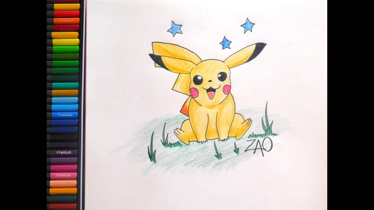 Dibujando A Pikachu (How To Draw A Pikachu) - YouTube